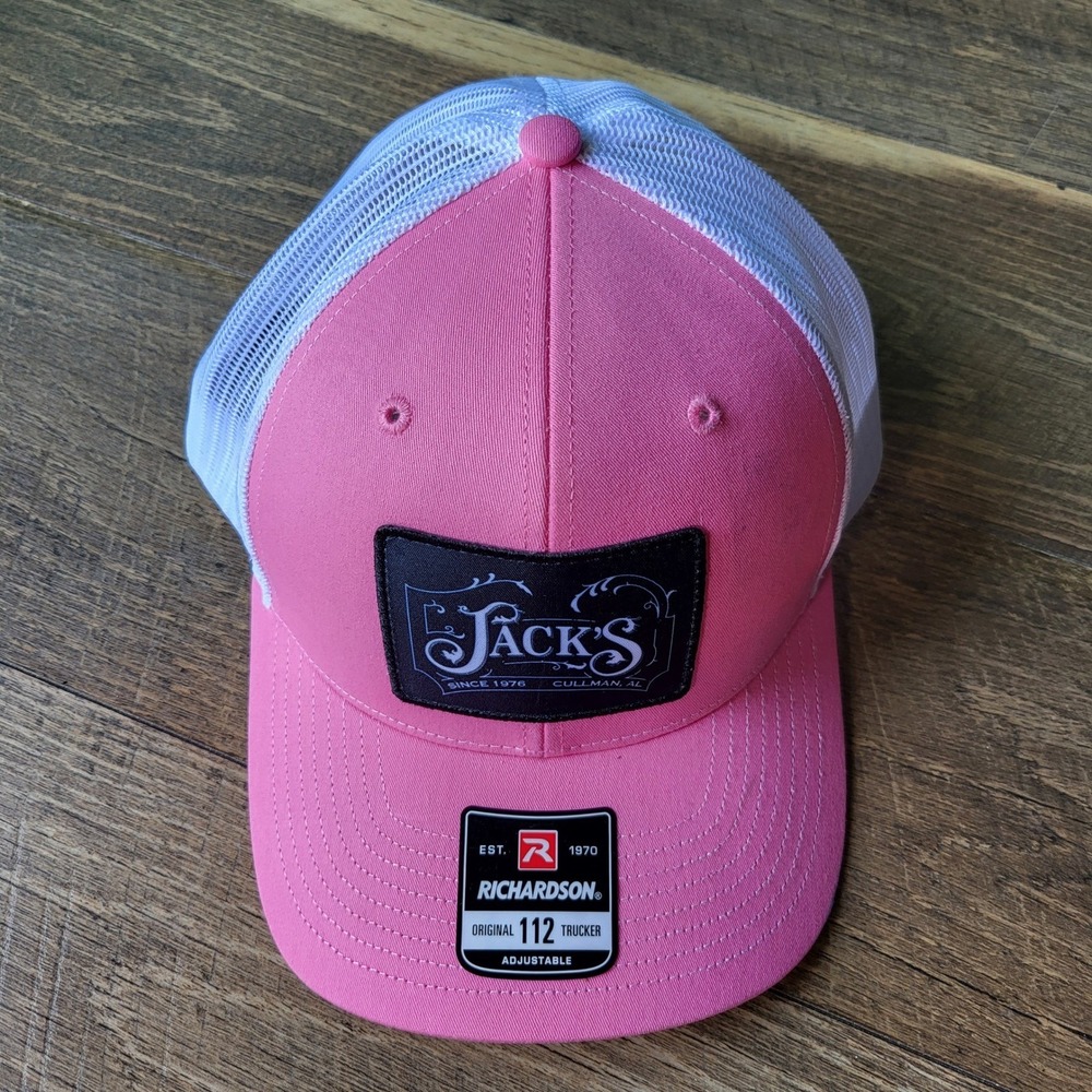 Richardson 112 Trucker Hat Pink White Jacks Since 1976 Cullman AL Snapback Cap